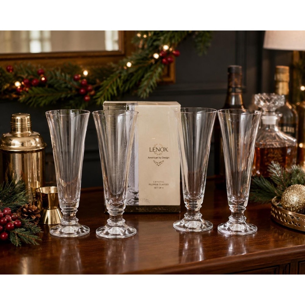 VTG Lenox Crystal Pilsner Glasses Set of 4 Tuscany Classics Austria Beer Glasses
